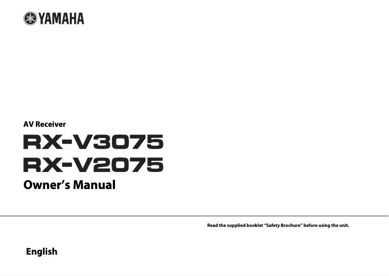 Page n°1 - Manuel utilisateur Yamaha RX-V3075