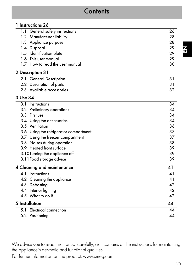 Page 1 de la notice Guide d'installation Smeg FAB28LPB3