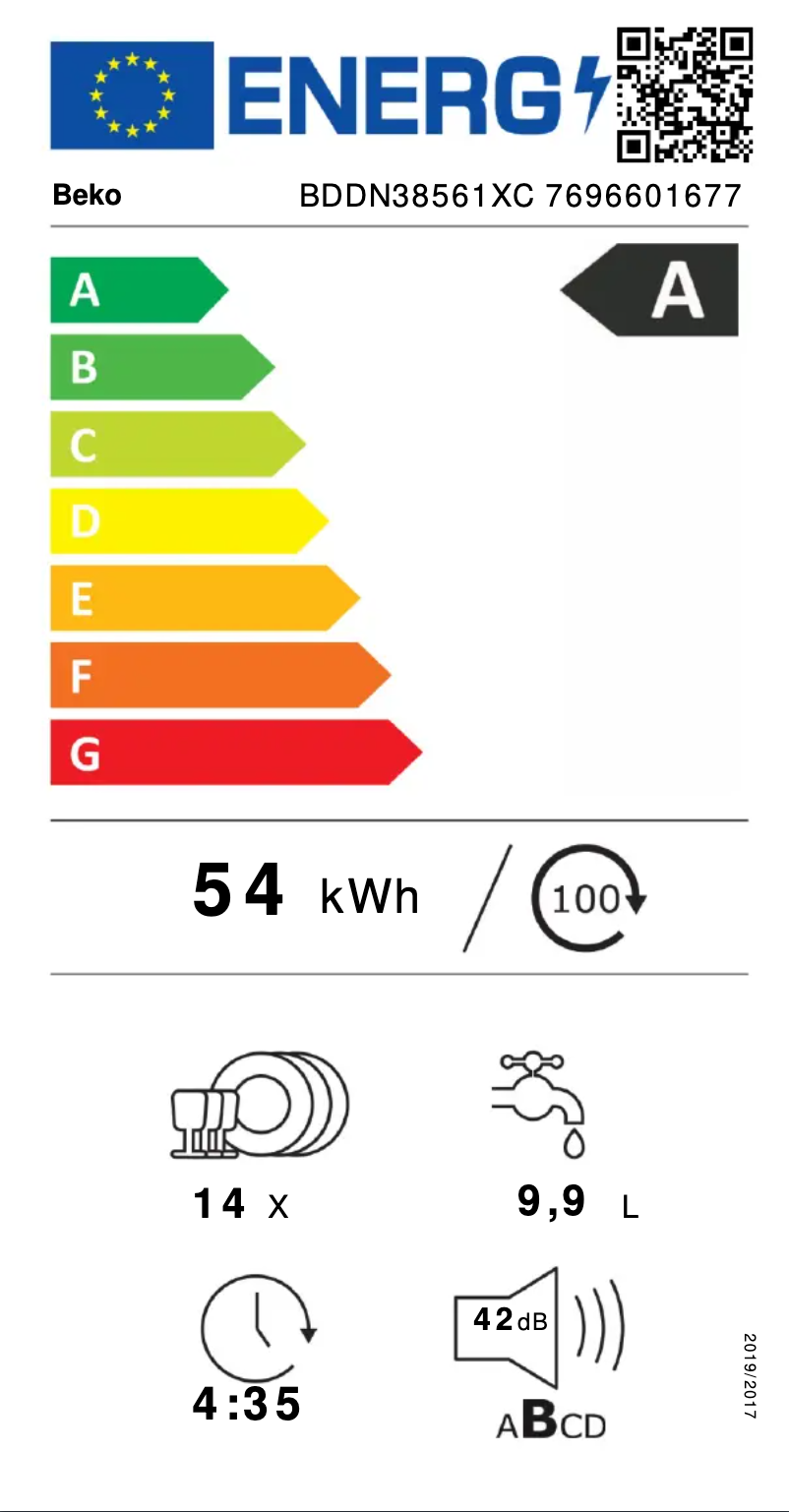 Page n°1 - Label énergétique Beko BDDN38561XC