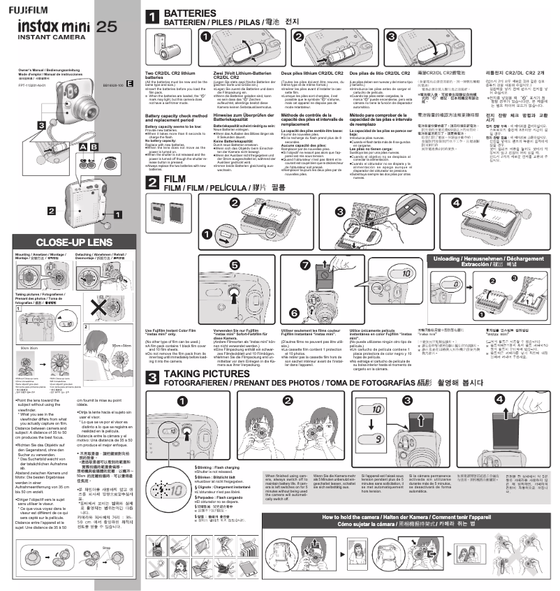Page 1 de la notice Manuel utilisateur Fujifilm Intax Mini 25