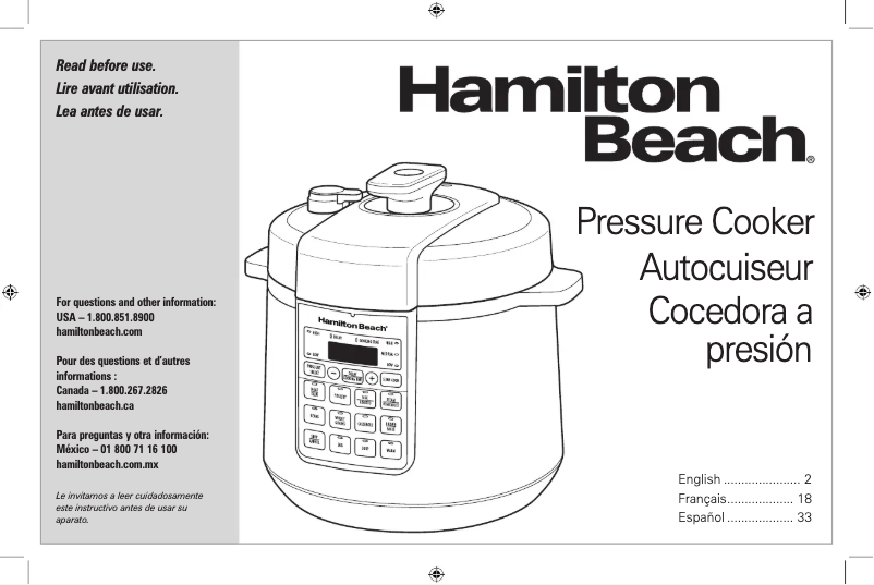 Página 1 del manual Manual de usuario Hamilton Beach 34500