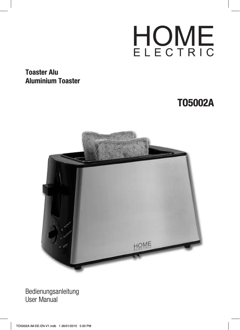 Page 1 de la notice Manuel utilisateur Home Electric TO5002A