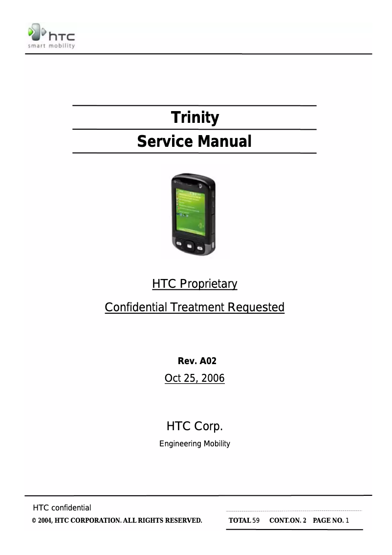 Page 1 de la notice Manuel utilisateur HTC Trinity