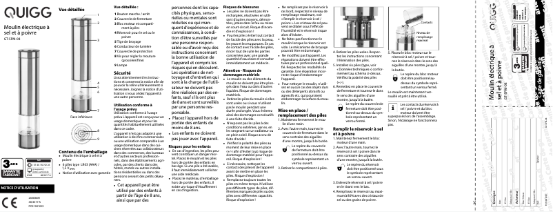 Page 1 de la notice Manuel utilisateur Quigg GT-SPM-08