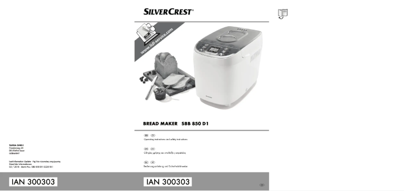 Page n°1 - Manuel utilisateur SilverCrest SBB 850 D1