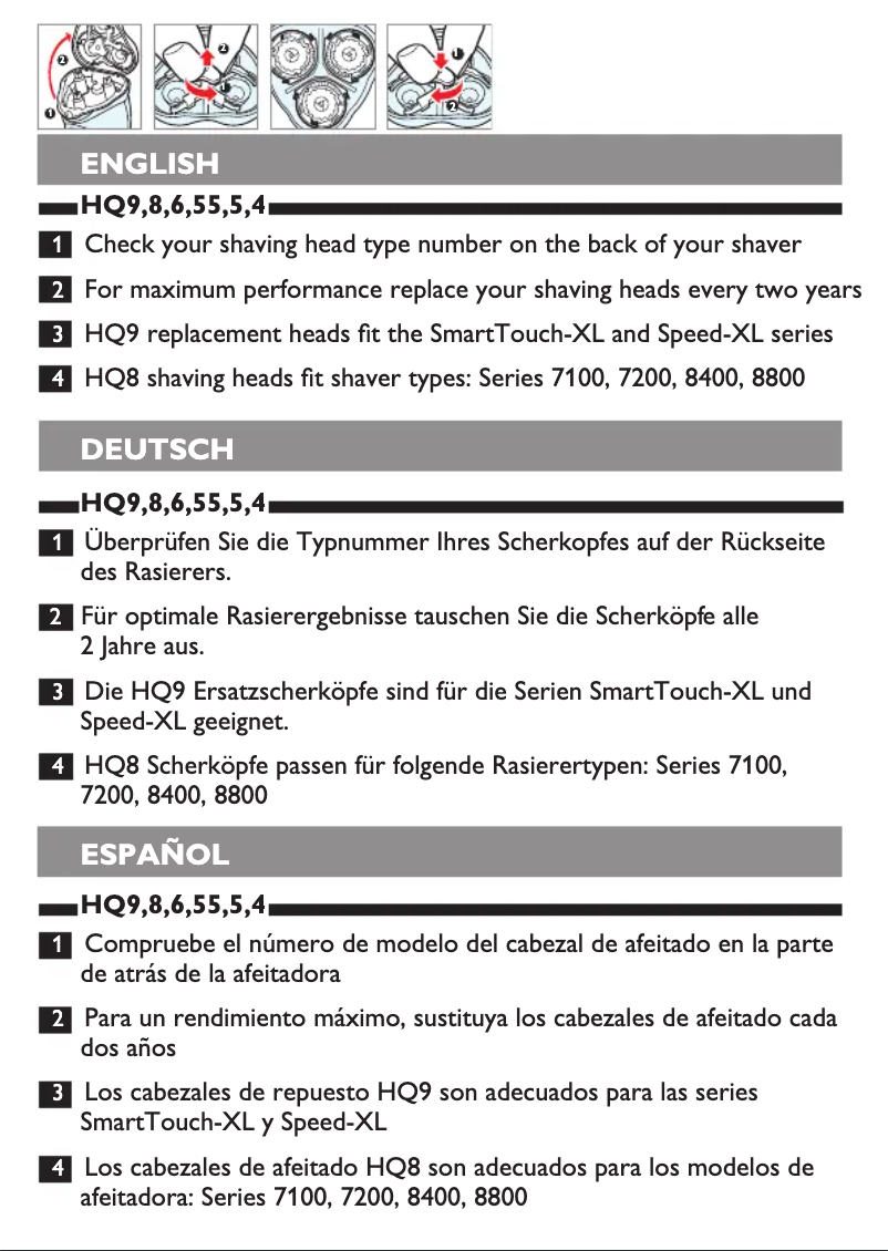 Page n°1 - Manuel utilisateur Philips Norelco HQ55