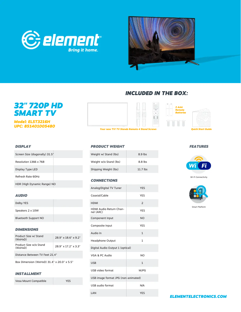 Image de la première page du manuel de l'appareil ELST3216H
