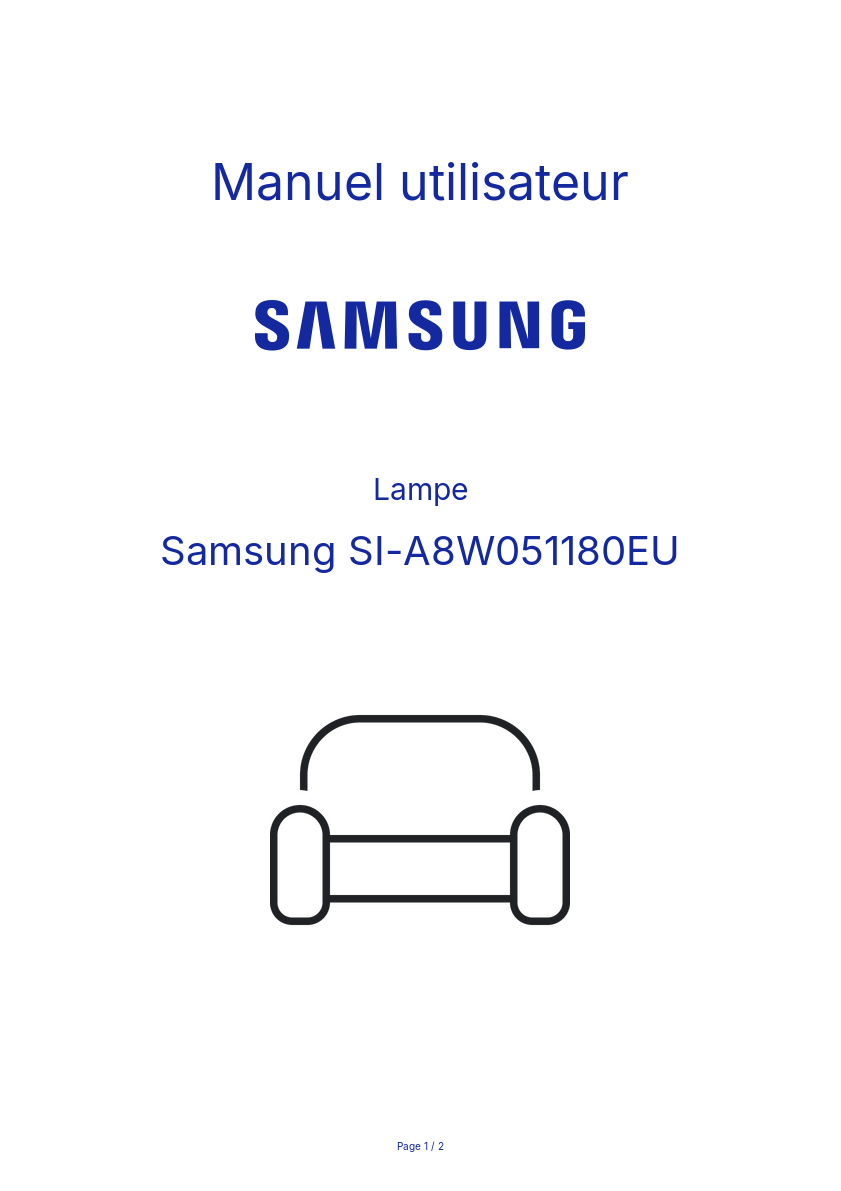 Page n°1 - Manuel utilisateur Samsung SI-A8W051180EU