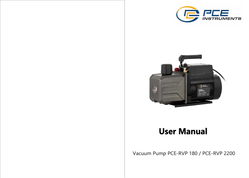 Page n°1 - Manuel utilisateur PCE Instruments PCE-RVP 180