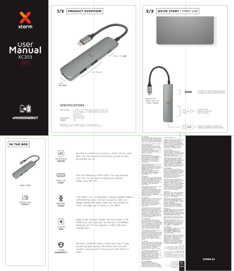 Image de la première page du manuel de l'appareil XC203