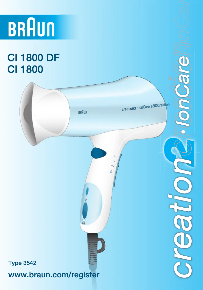 Page n°1 - Manuel utilisateur Braun Creation 2 CI 1800