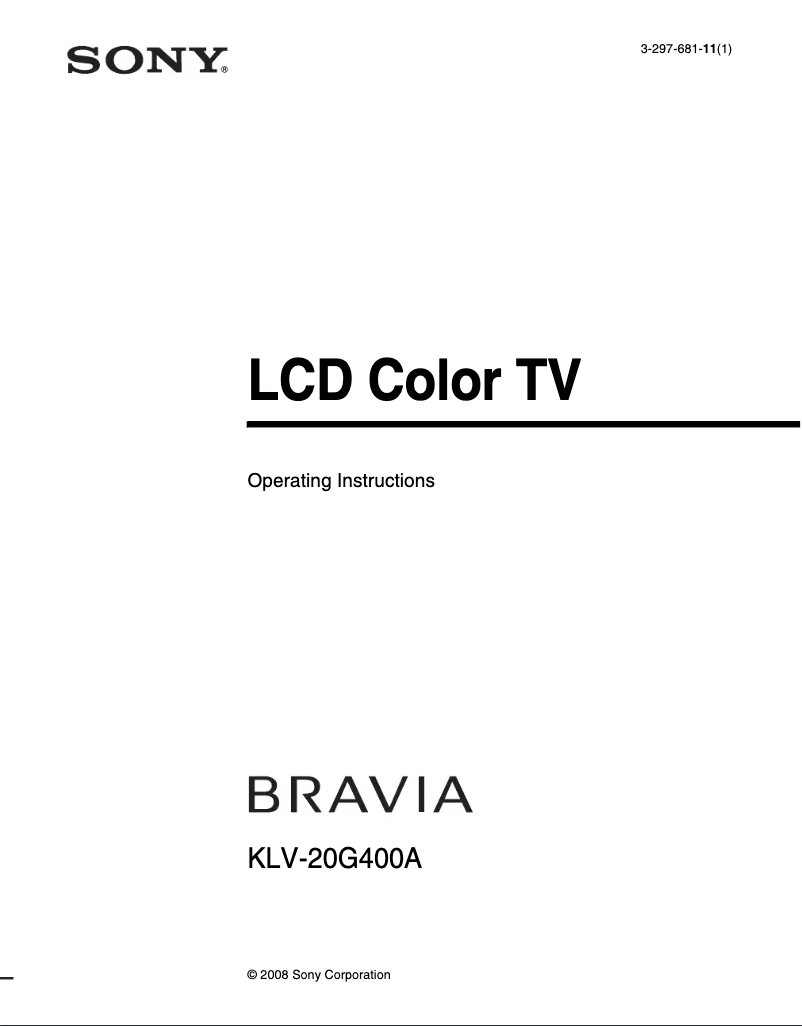 Página 1 del manual Manual de usuario Sony KLV-20G400A