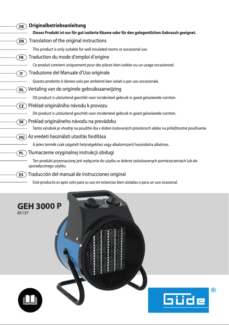 Page 1 de la notice Manuel utilisateur Güde GEH 3000 P