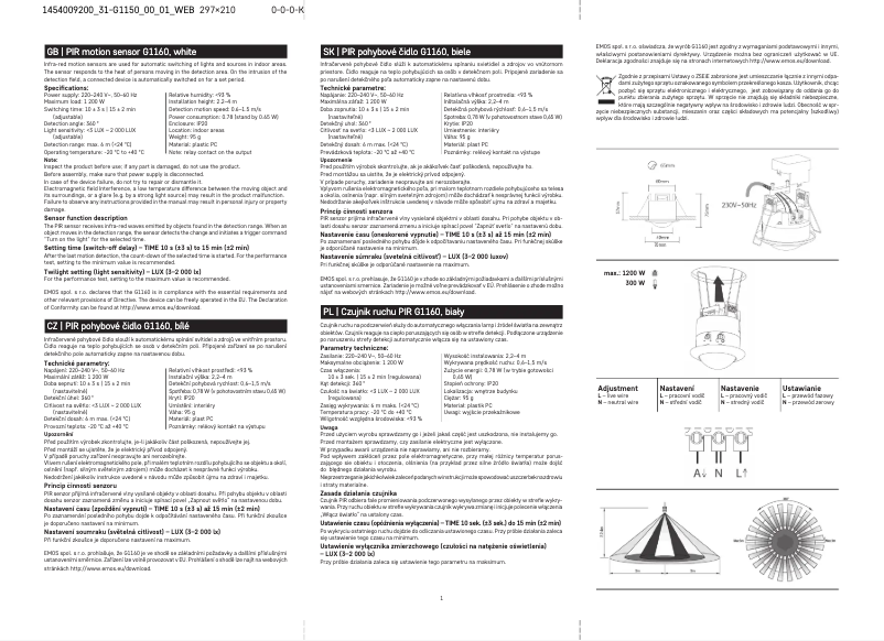 Page n°1 - Manuel utilisateur Emos G1160