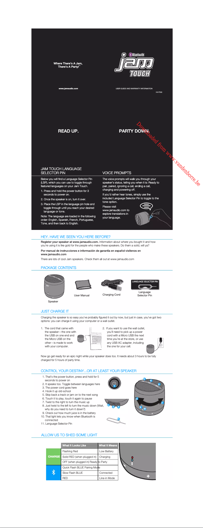 Page 1 de la notice Manuel utilisateur Jam Touch HX-P550