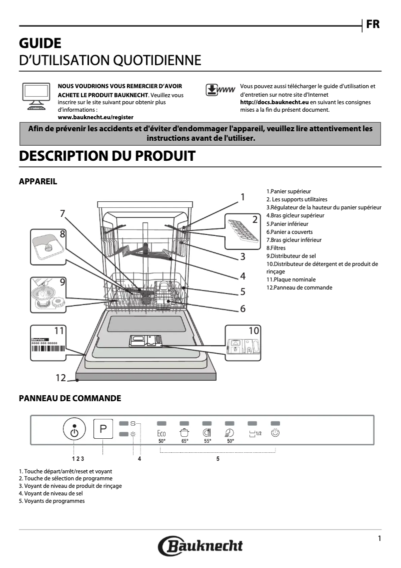 Page n°1 - Manuel utilisateur Bauknecht BRIE 2B19 A