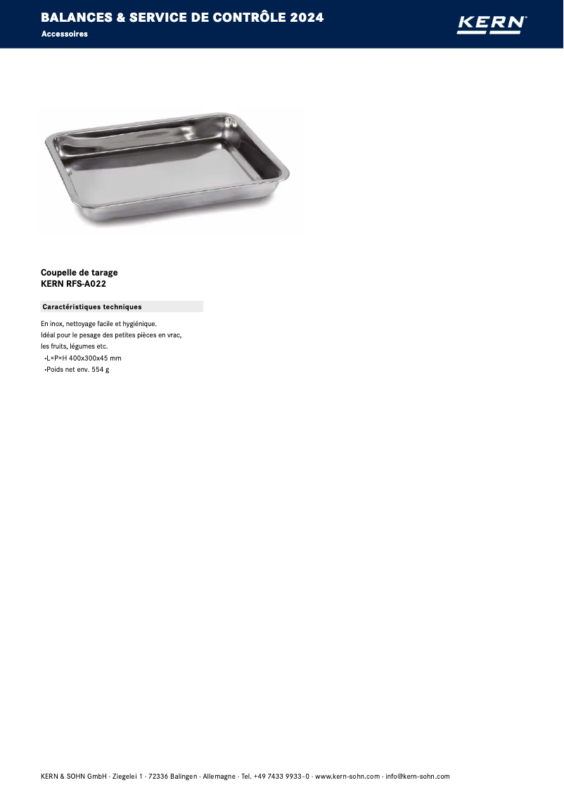 Page 1 de la notice Brochure Kern RFS-A02