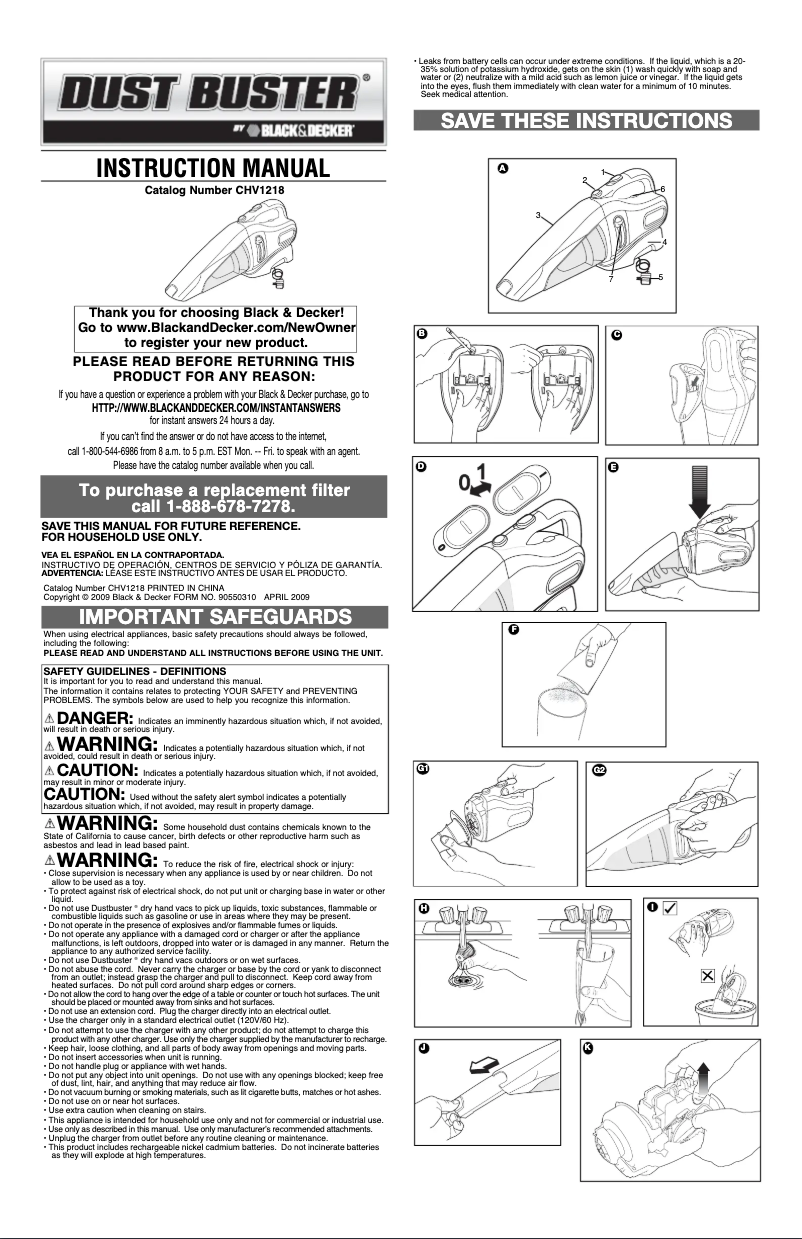 Image de la première page du manuel de l'appareil CHV1218