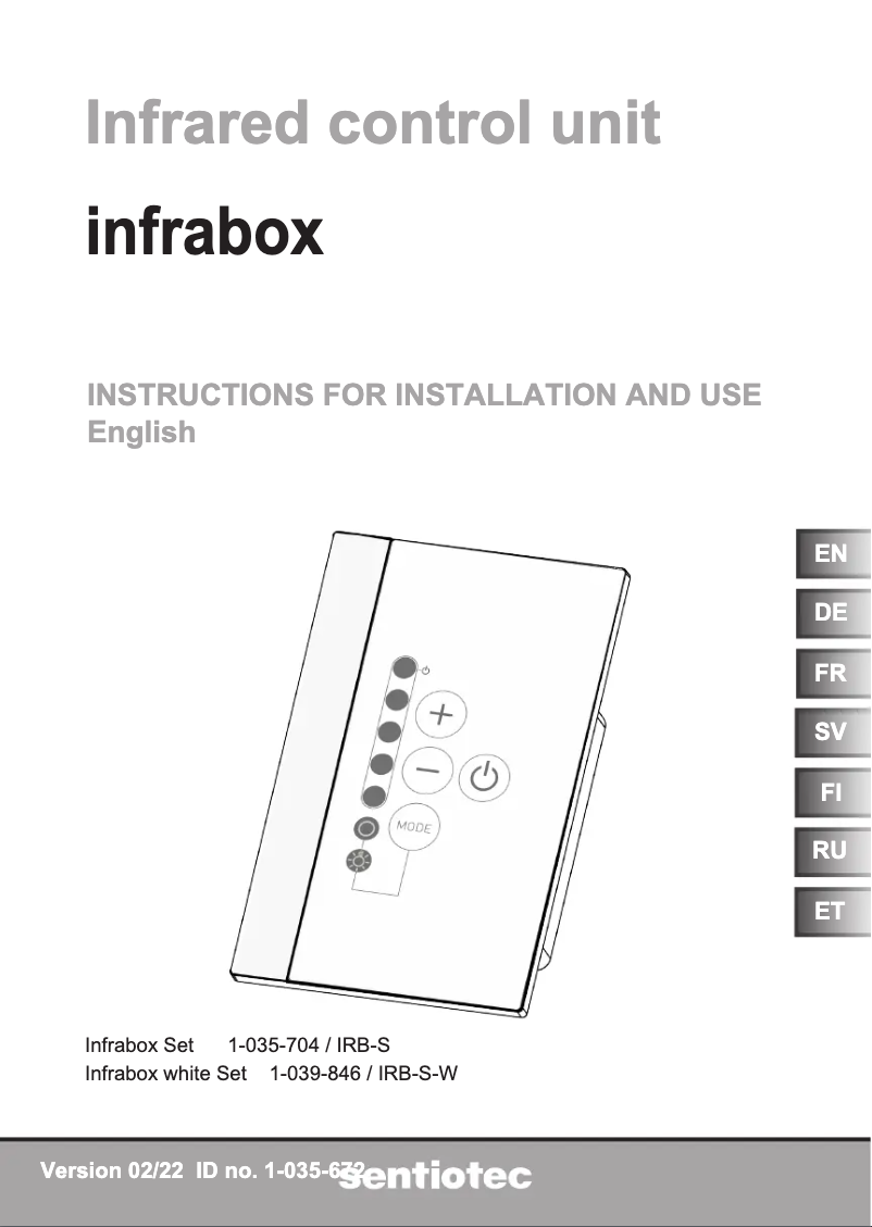 Image de la première page du manuel de l'appareil infrabox IRB-S