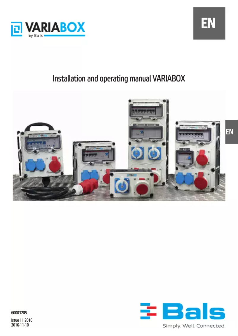 Page 1 de la notice Manuel utilisateur Bals Variabox