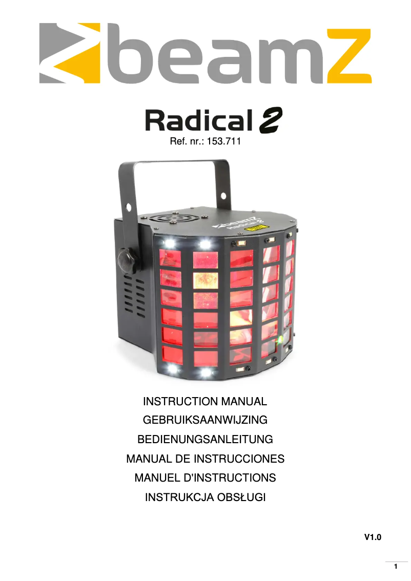 Page n°1 - Manuel utilisateur BeamZ Radical