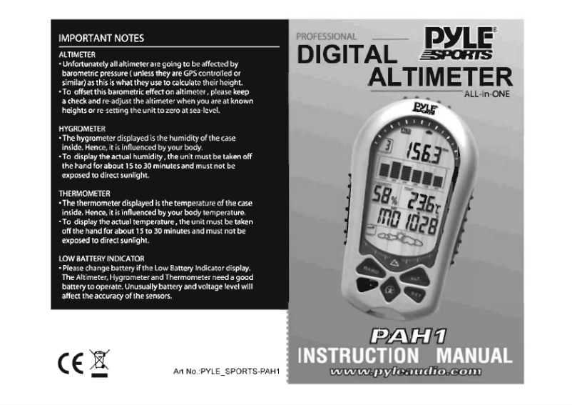 Page n°1 - Manuel utilisateur Pyle PAH1