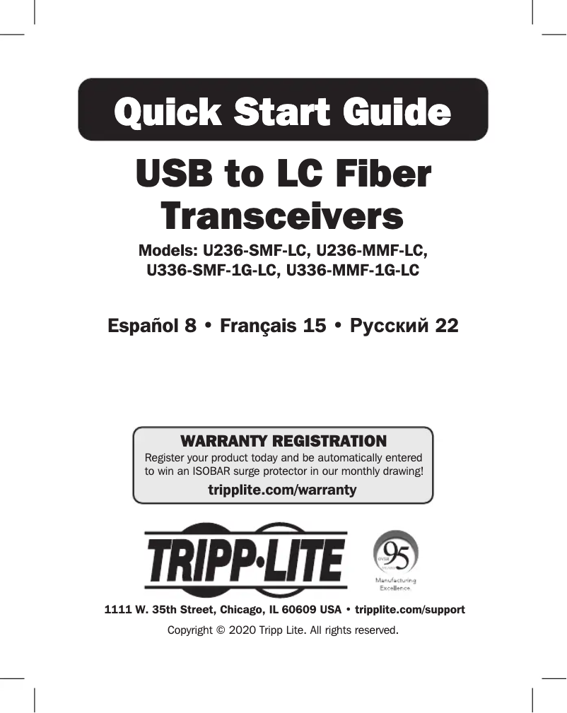 Page 1 de la notice Manuel utilisateur Tripp Lite U236-MMF-LC