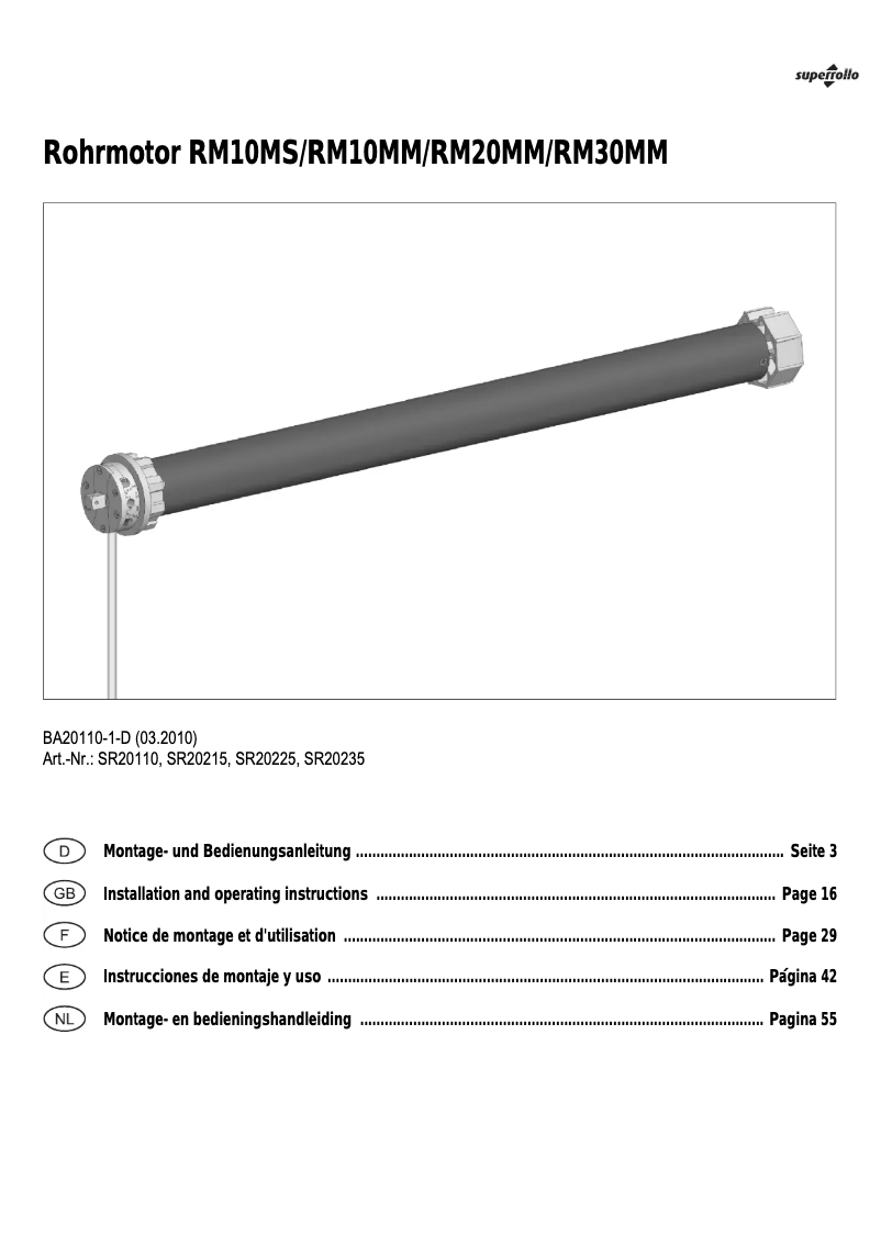 Page n°1 - Manuel utilisateur Superrollo RM10MS