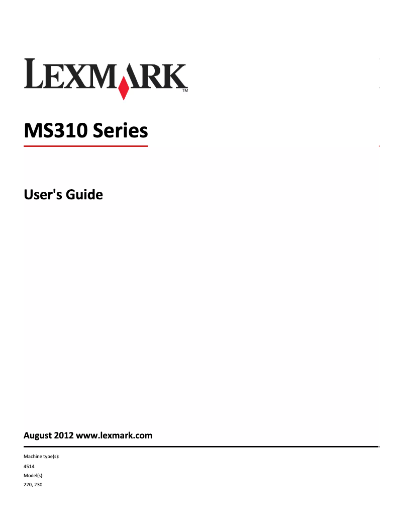 Page 1 de la notice Manuel utilisateur Lexmark MS31