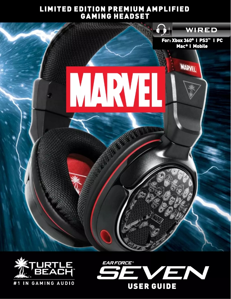 Image de la première page du manuel de l'appareil Earforce Seven Marvel