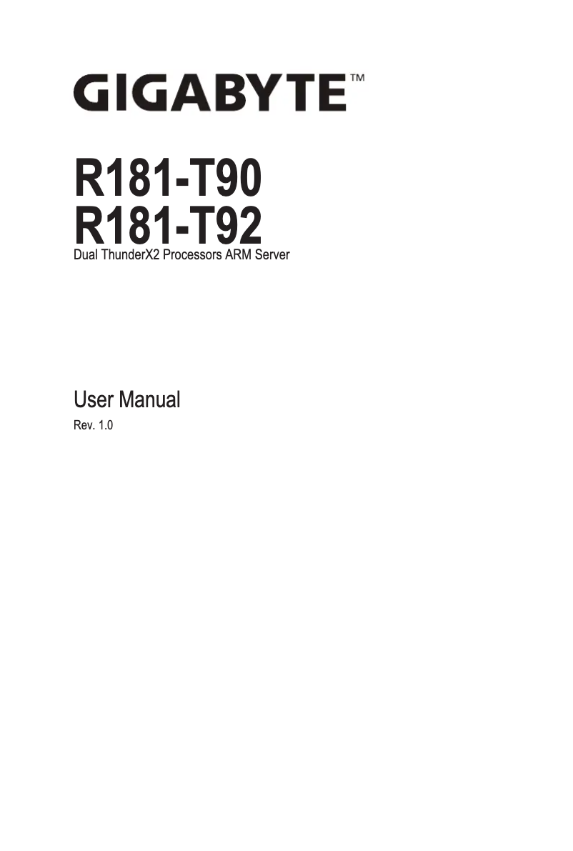 Página 1 del manual Manual de usuario Gigabyte R181-T92