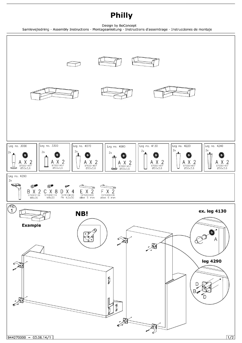 Page n°1 - Manuel utilisateur BoConcept Philly