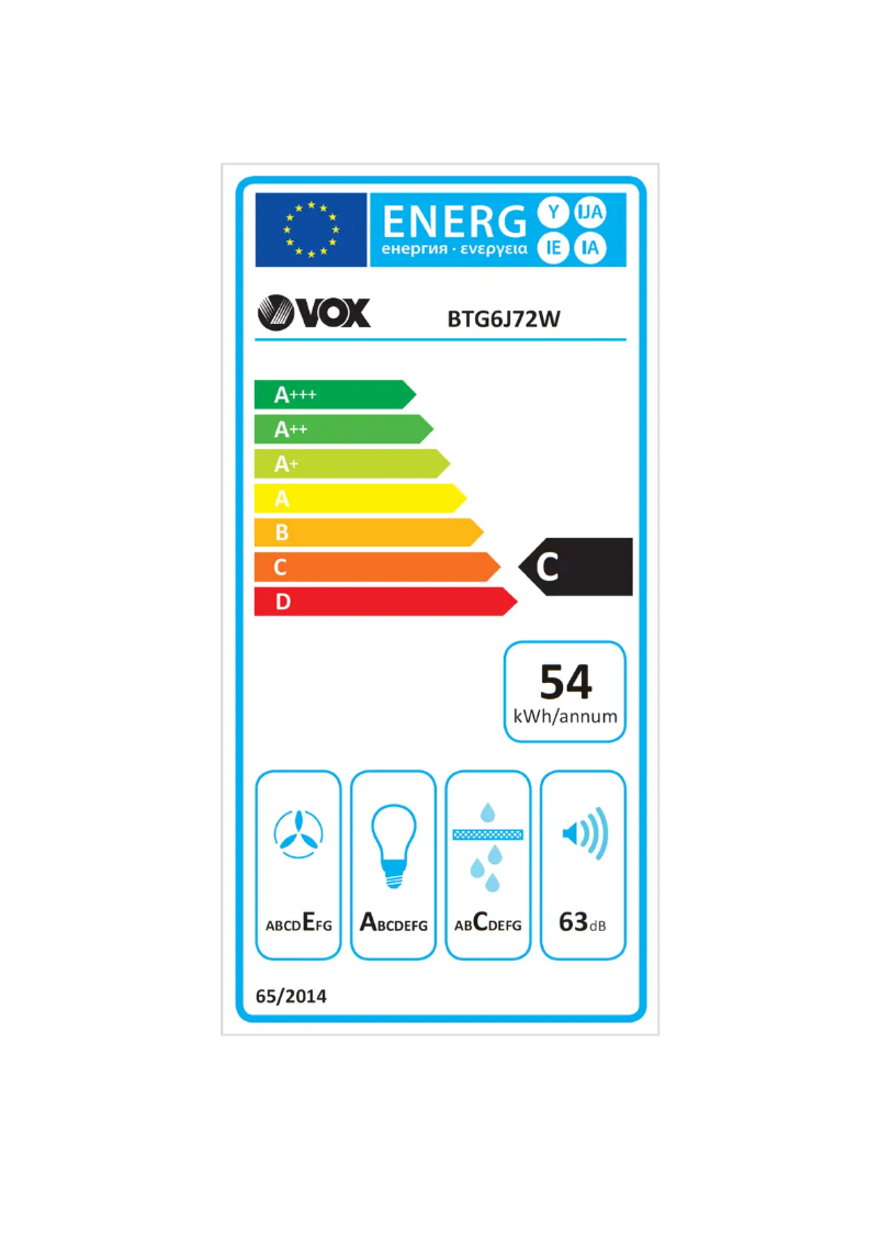 Página 1 del manual Etiqueta energética VOX BTG6J72W