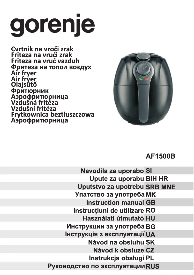 Page 1 de la notice Manuel utilisateur Gorenje AF1500B