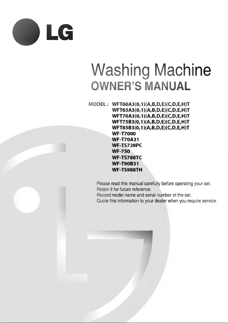 Page n°1 - Manuel utilisateur LG WF-TS728PC