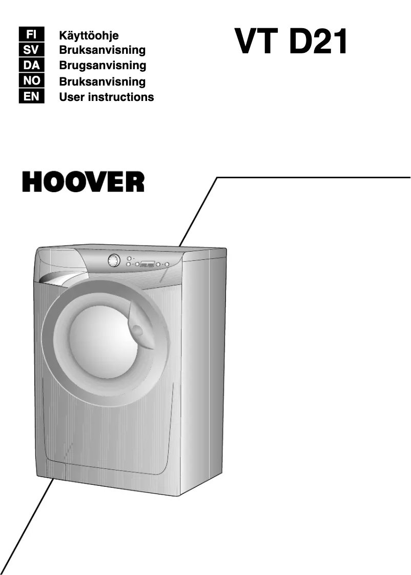 Page n°1 - Manuel utilisateur Hoover VT 7147D21/1-S
