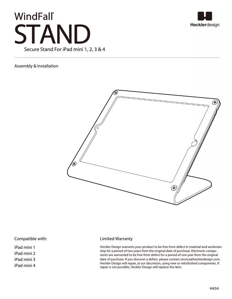 Page 1 de la notice Manuel utilisateur Heckler Design H434-BG