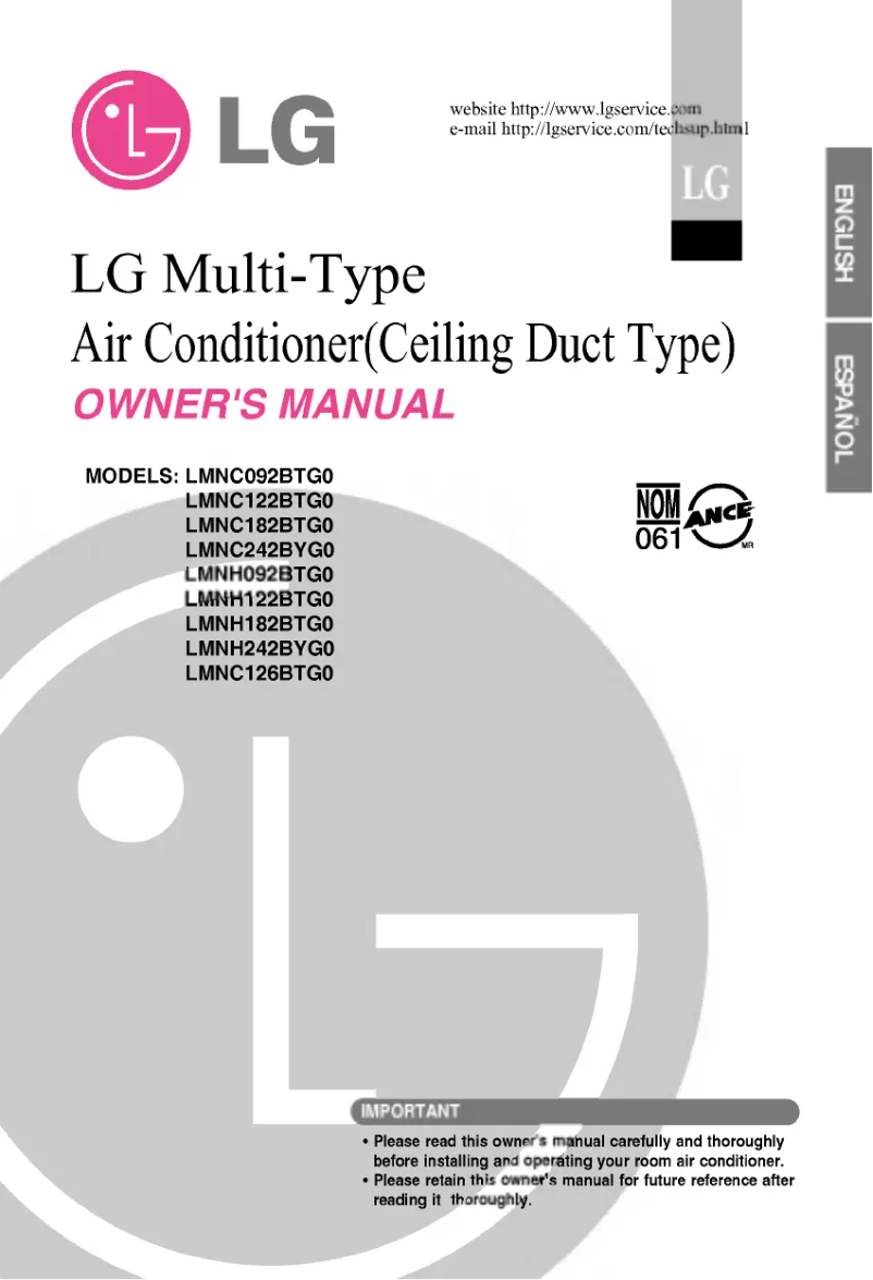 Page n°1 - Manuel utilisateur LG LMNH242BYG0