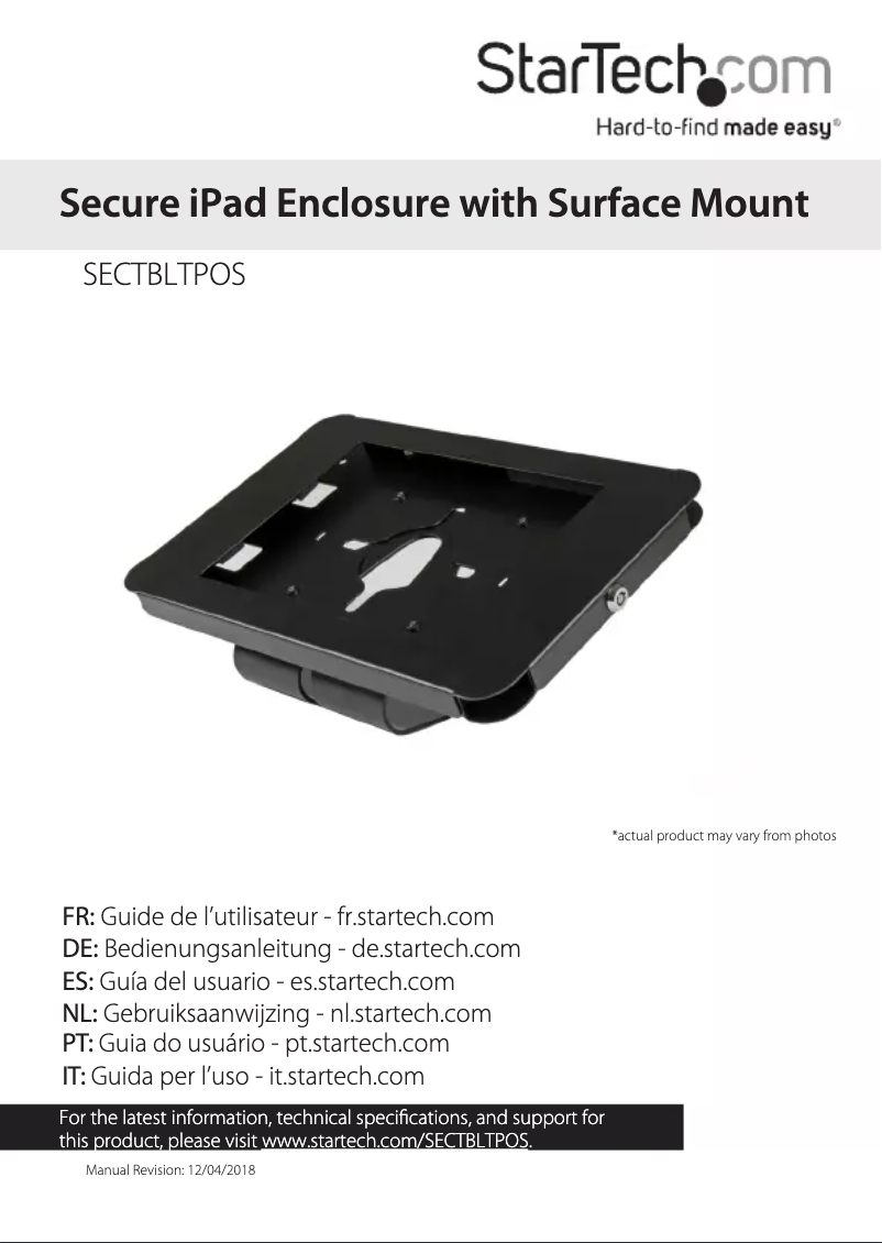 Page 1 de la notice Manuel utilisateur StarTech.com SECTBLTPOS