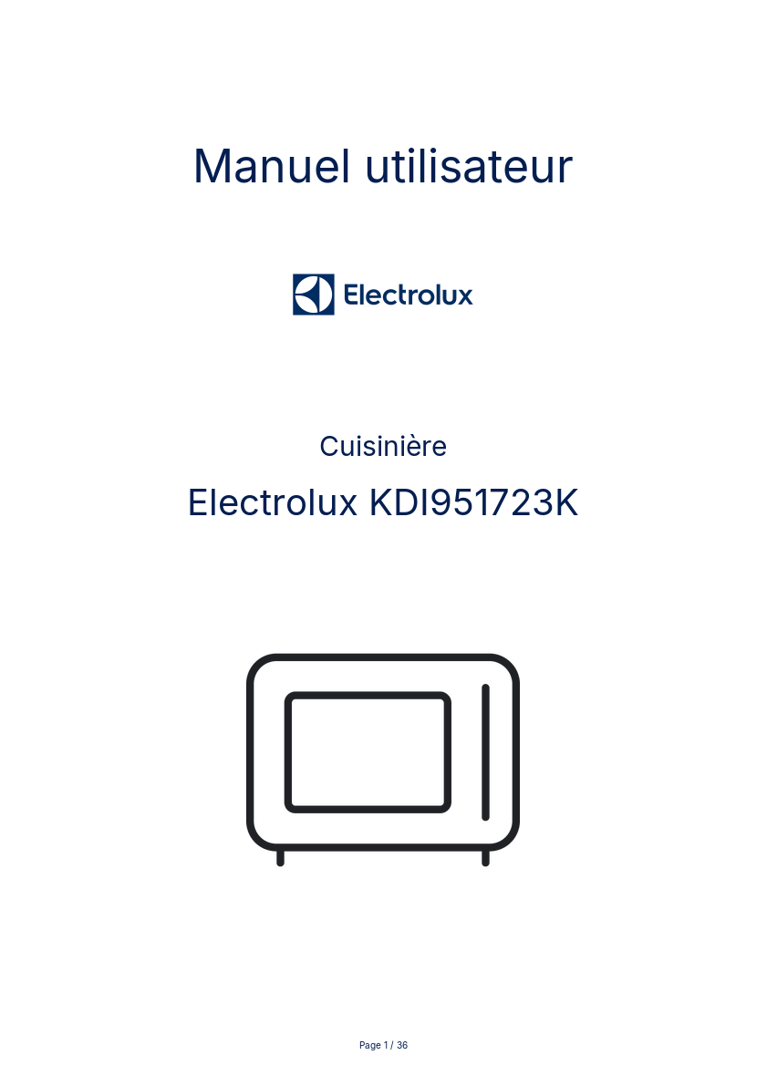 Page n°1 - Manuel utilisateur Electrolux KDI951723K