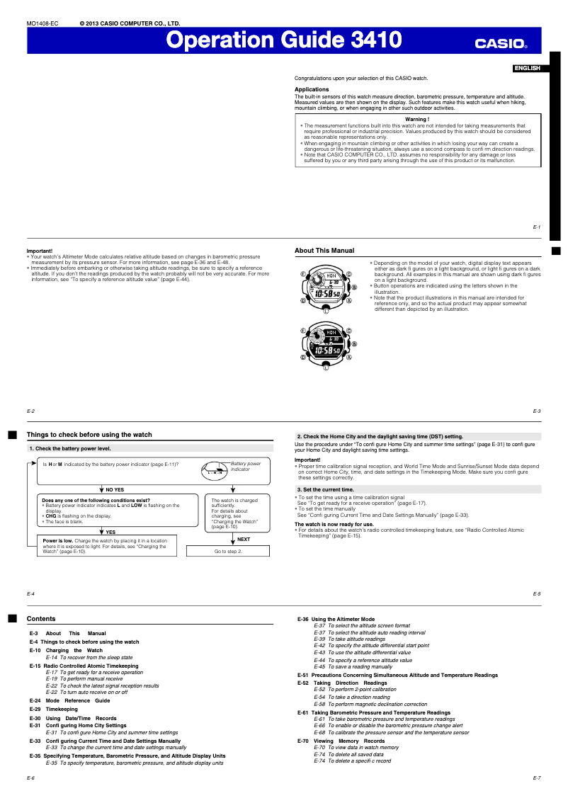 Page 1 de la notice Manuel utilisateur Casio G-Shock GW-9400-1BER
