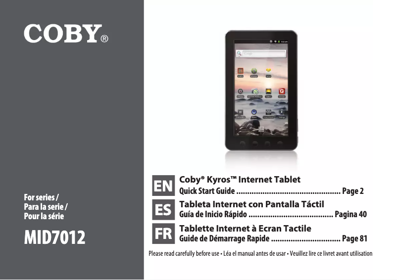 Image de la première page du manuel de l'appareil MID7012
