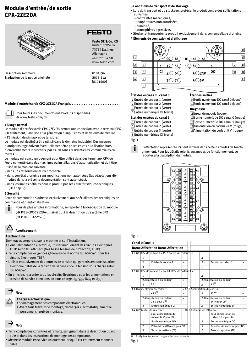 Page n°1 - Manuel utilisateur Festo CPX-2ZE2DA