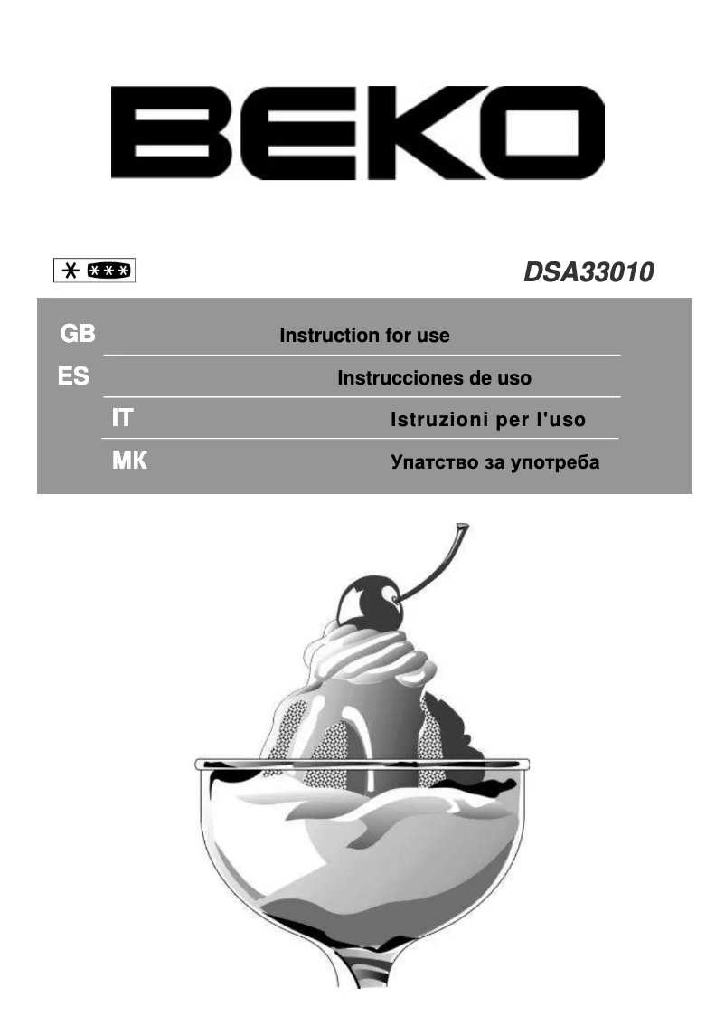 Page 1 de la notice Manuel utilisateur Beko DSA33010
