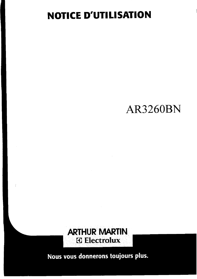Page 1 de la notice Manuel utilisateur Arthur Martin-Electrolux AR3260BN