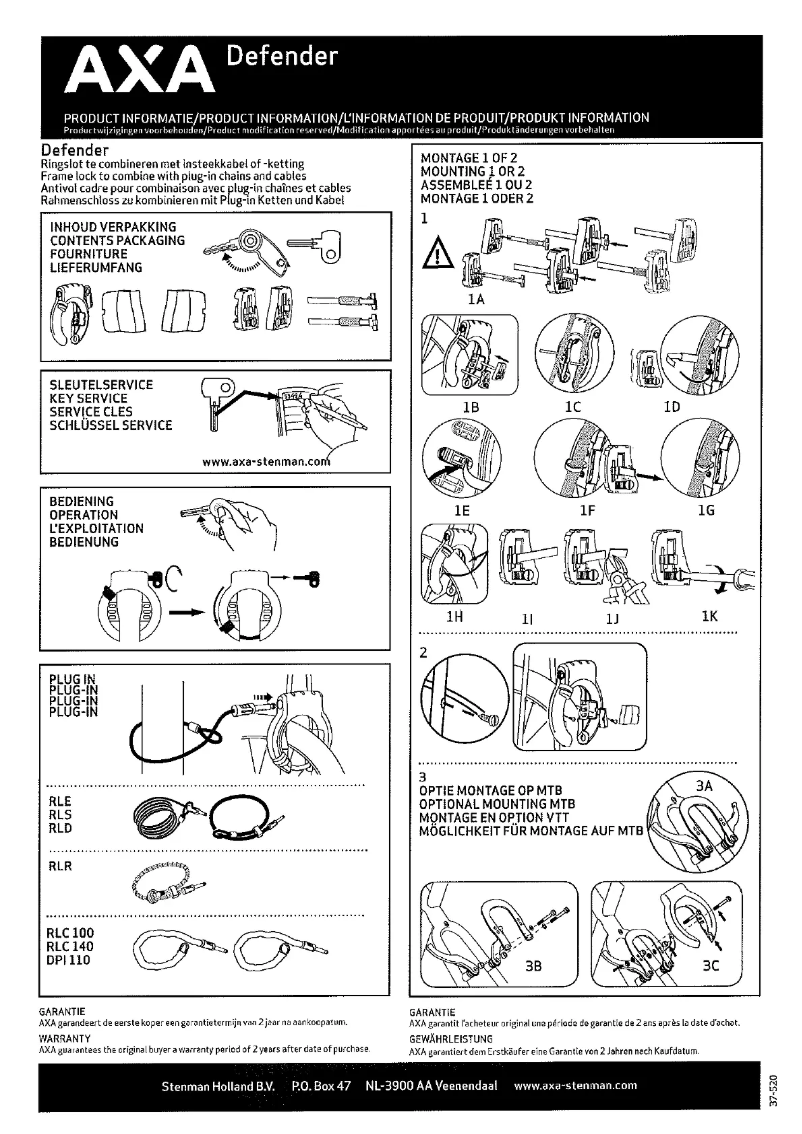Page n°1 - Manuel utilisateur AXA Defender