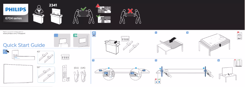 Page 1 de la notice Guide de démarrage rapide Philips 6700 series 43PUS6704