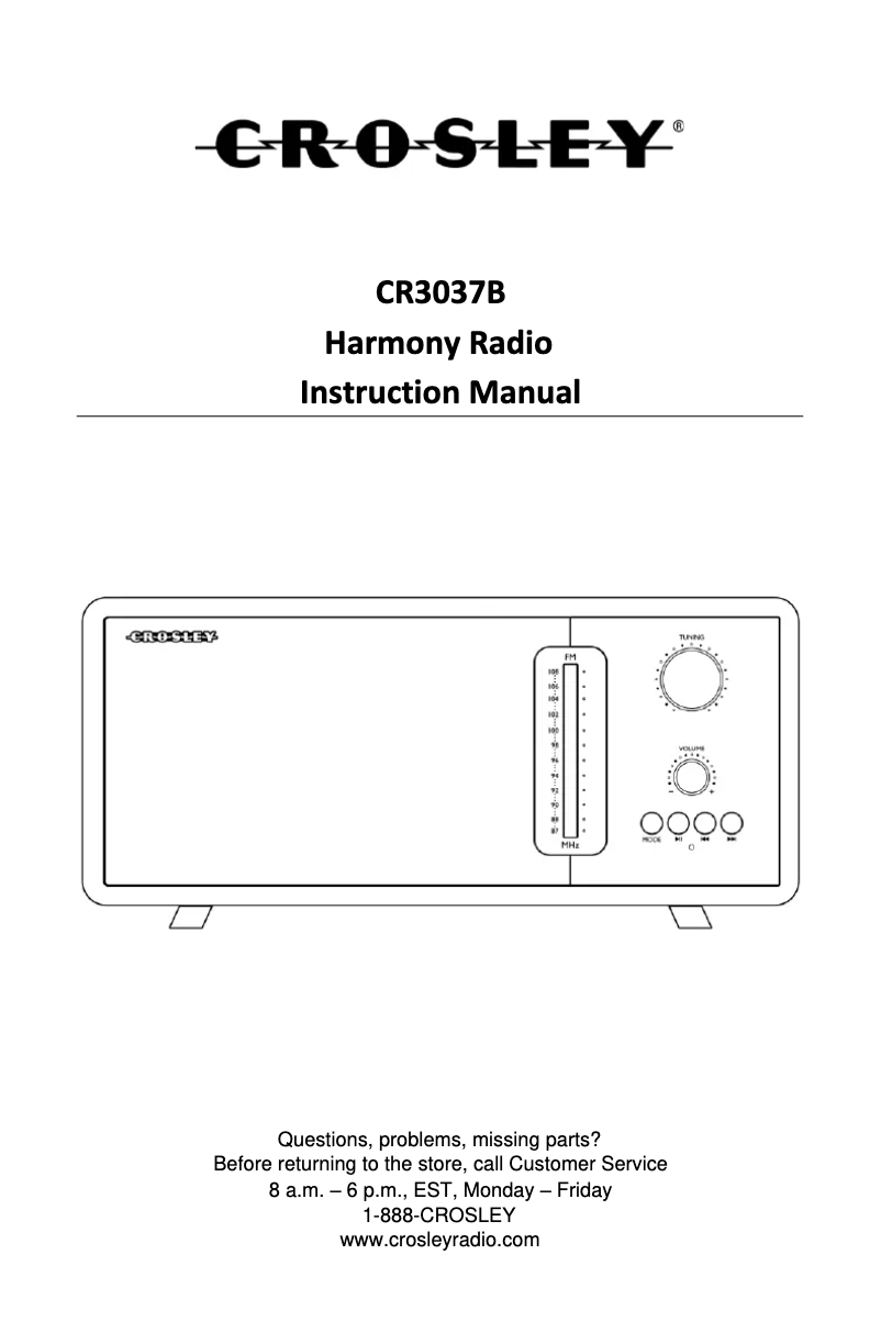 Page 1 de la notice Manuel utilisateur Crosley CR3037B
