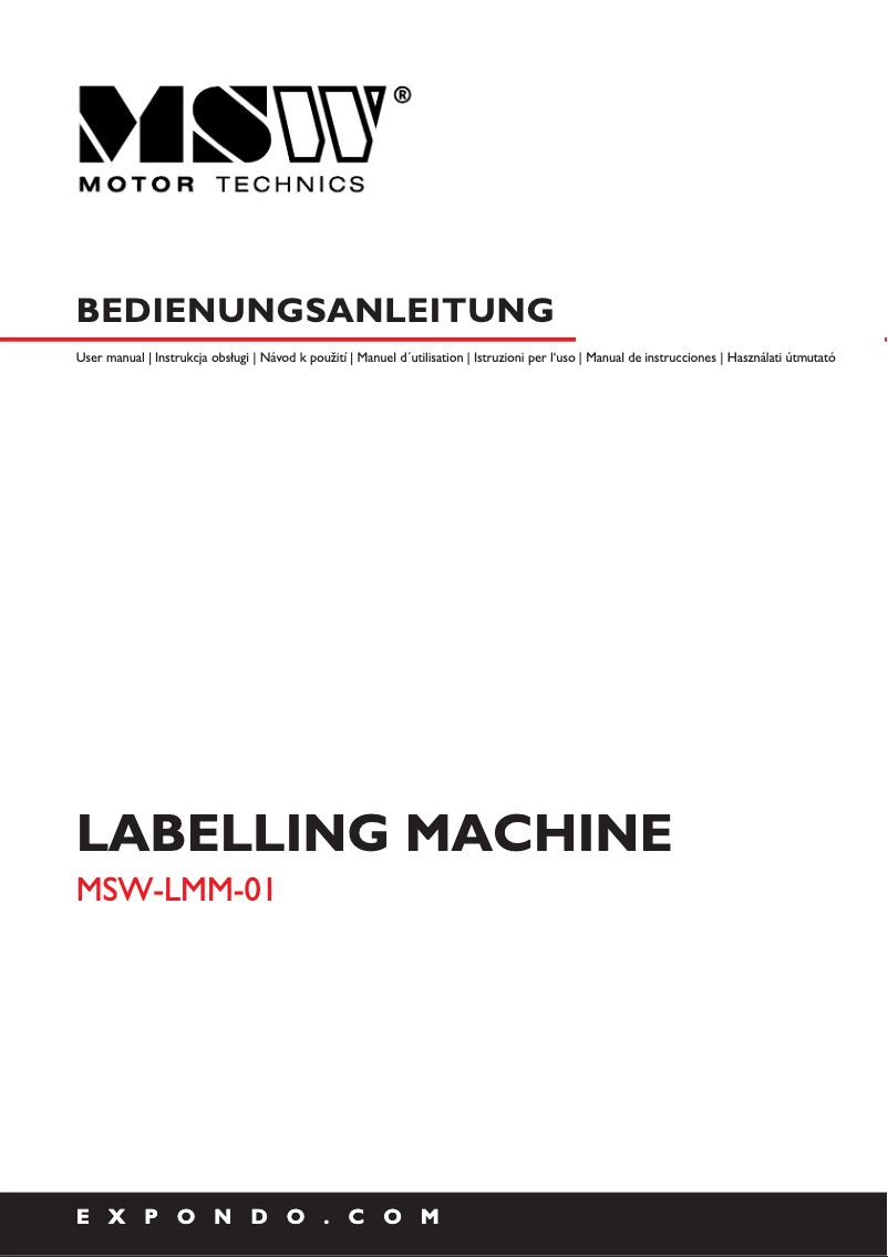 Image de la première page du manuel de l'appareil MSW-LMM-01