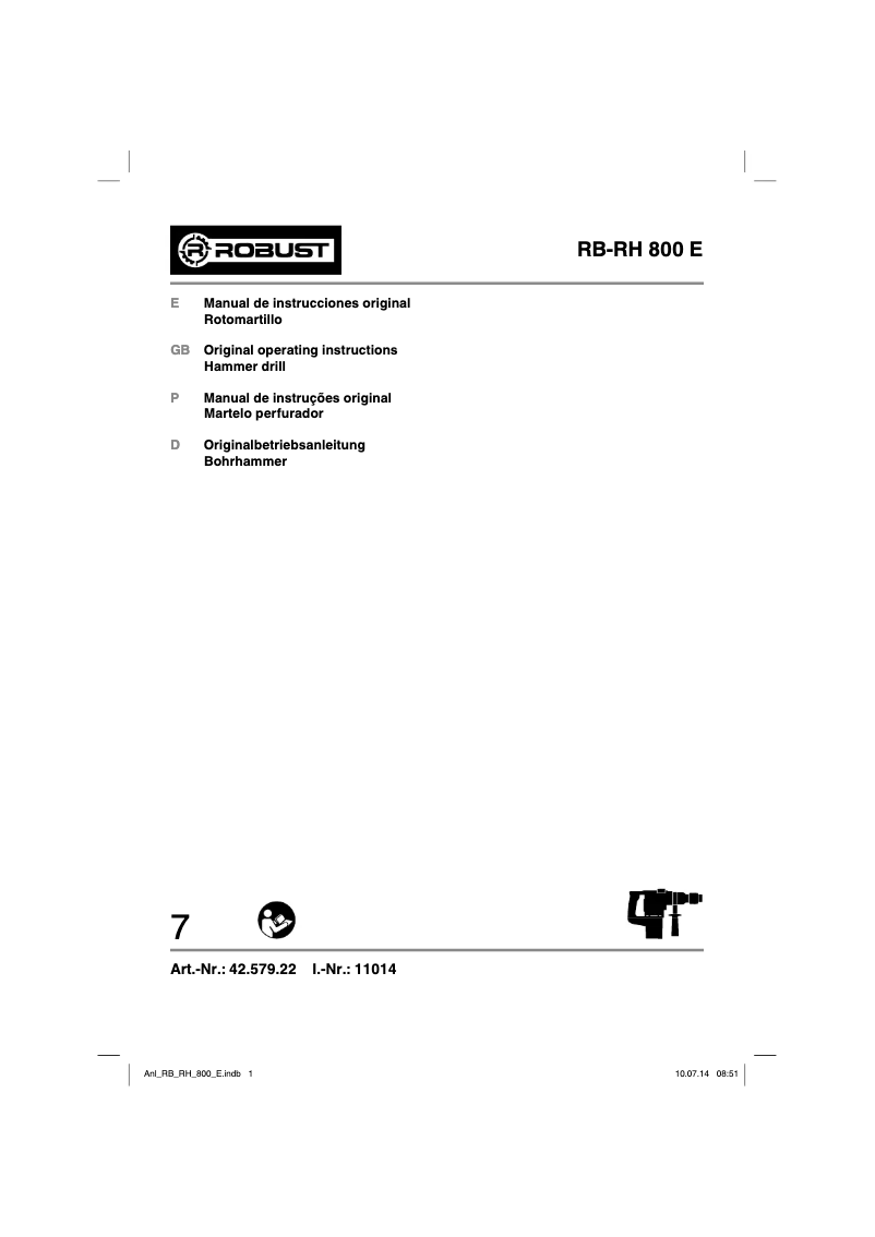 Page n°1 - Manuel utilisateur Robust RB-RH 800 E